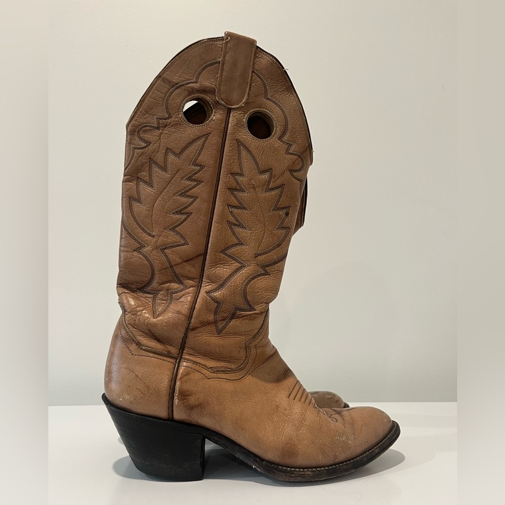 Panhandle Slim Tan Leather Cowboy Boots Riding Boots Western Festival